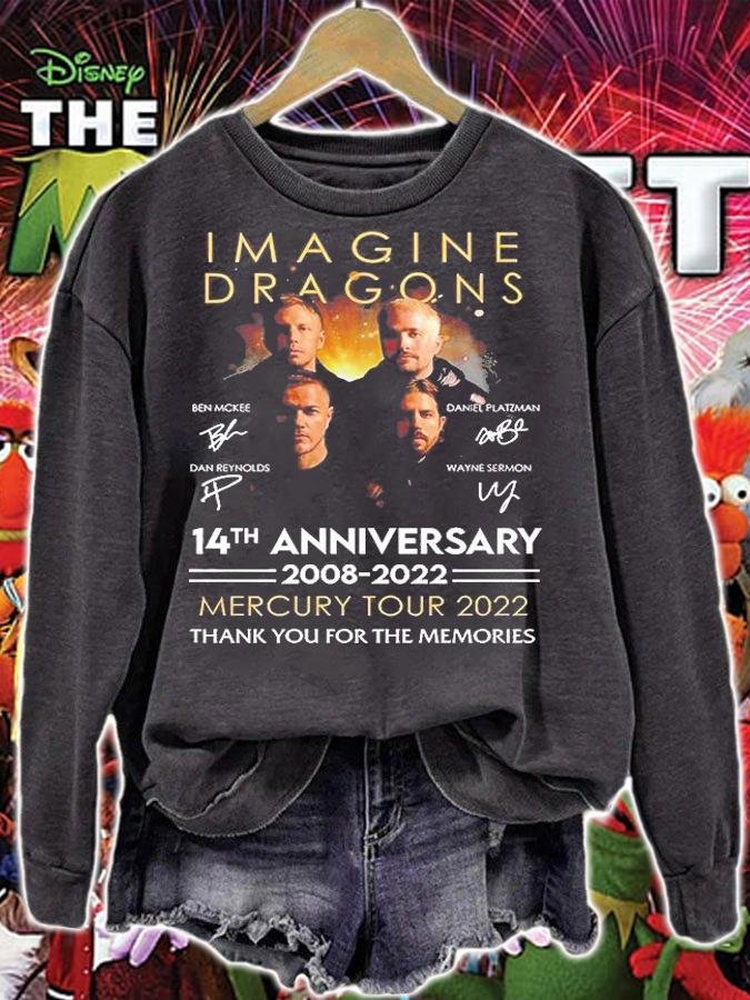 Imagine Dragons 14th Anniversary 2008 2022 Mercury Tour 2022 Thank You For The Memories Signatures T-Shirt t-shirt sweatshirt