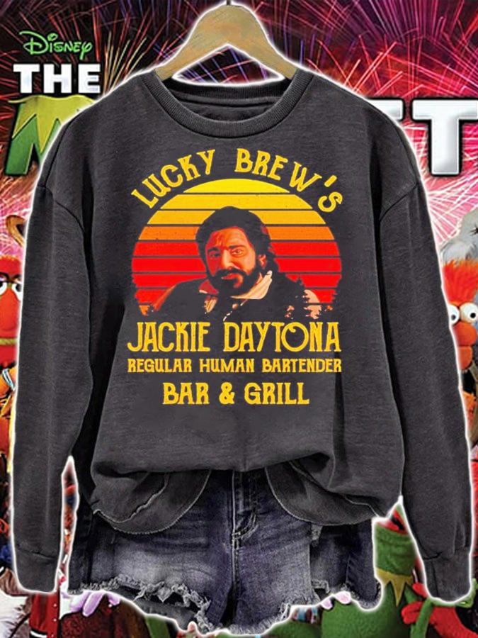 Lucky Brews Jackie Daytona regular human bartender bar and girl shirt t-shirt sweatshirt