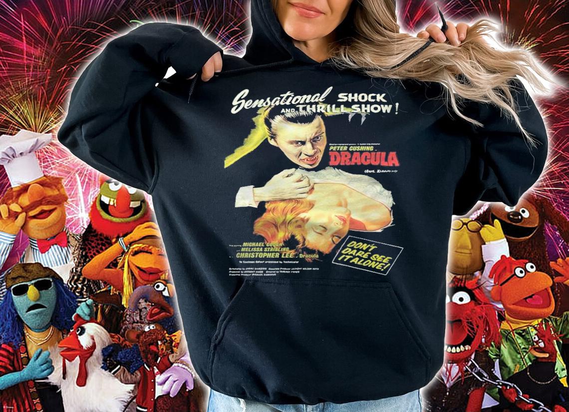 Sensational Shock and Thrill Show Peter Cushing Dracula don't dare see it alone shirt t-shirt