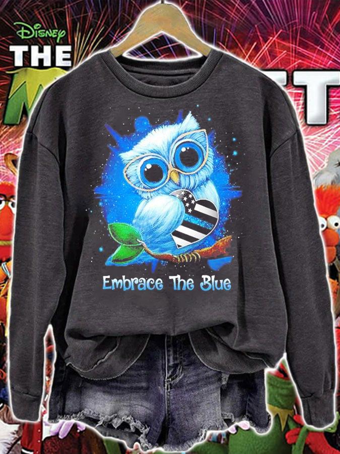 Owl Thin Blue Line Embrace The Blue T-Shirt t-shirt