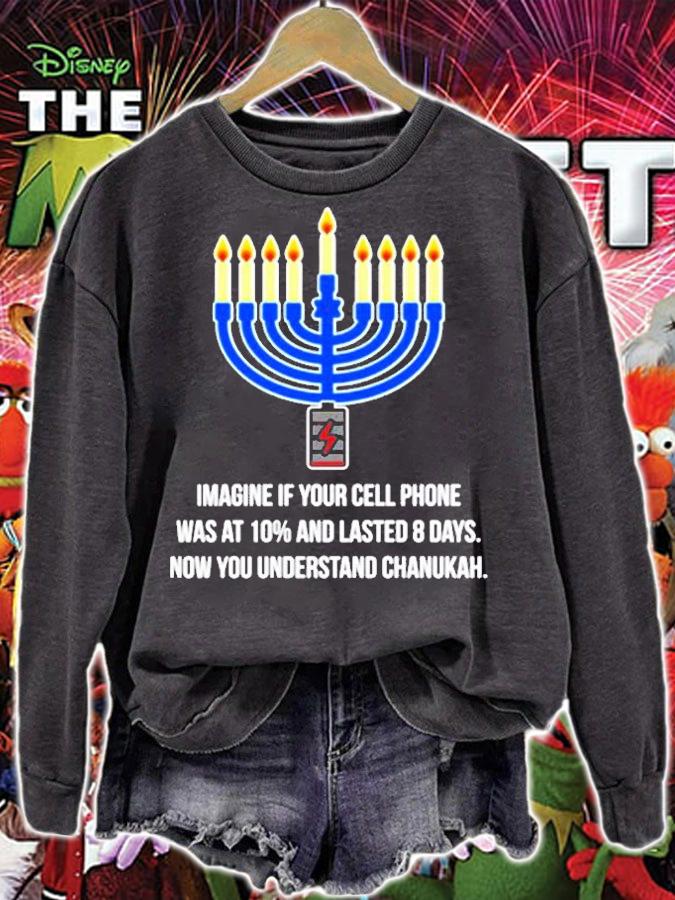 Image Your Cell Phone Battery Lasted 8 Days Miracle Hanukkah Shirt t-shirt sweatshirt