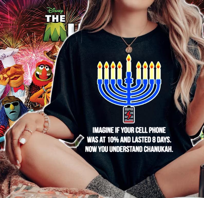 Image Your Cell Phone Battery Lasted 8 Days Miracle Hanukkah Shirt t-shirt woman shirt