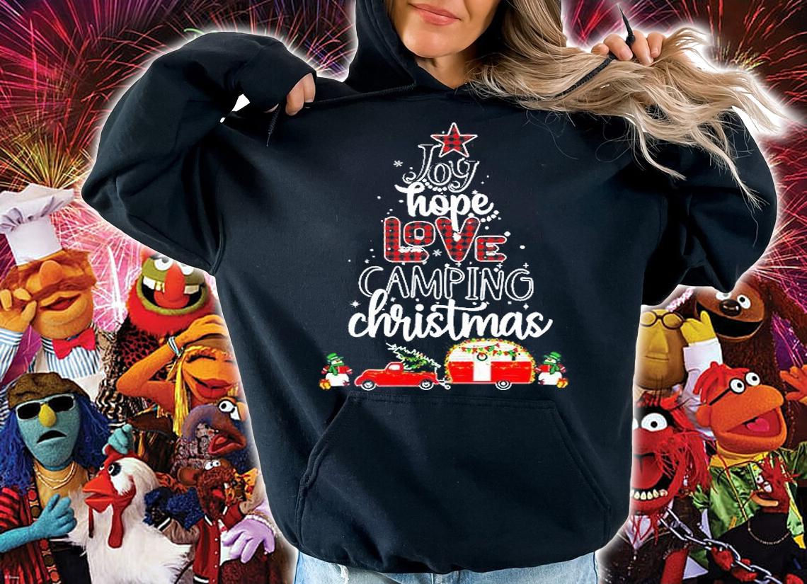 Joy Hope Love Camping Christmas Rv Camper Snowman Red Plaid Xmas Gift T-Shirt t-shirt hoodie