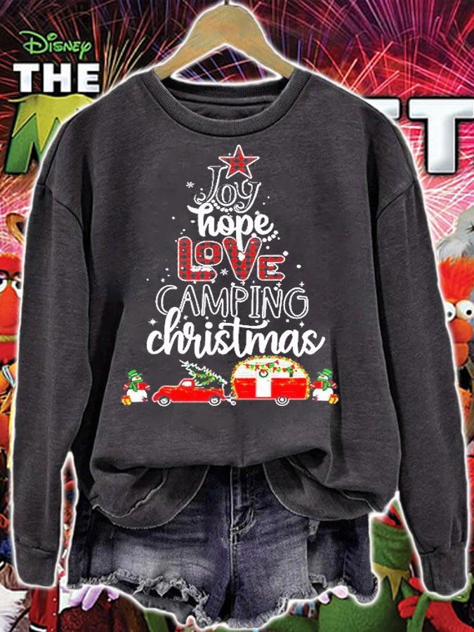 Joy Hope Love Camping Christmas Rv Camper Snowman Red Plaid Xmas Gift T-Shirt t-shirt sweatshirt