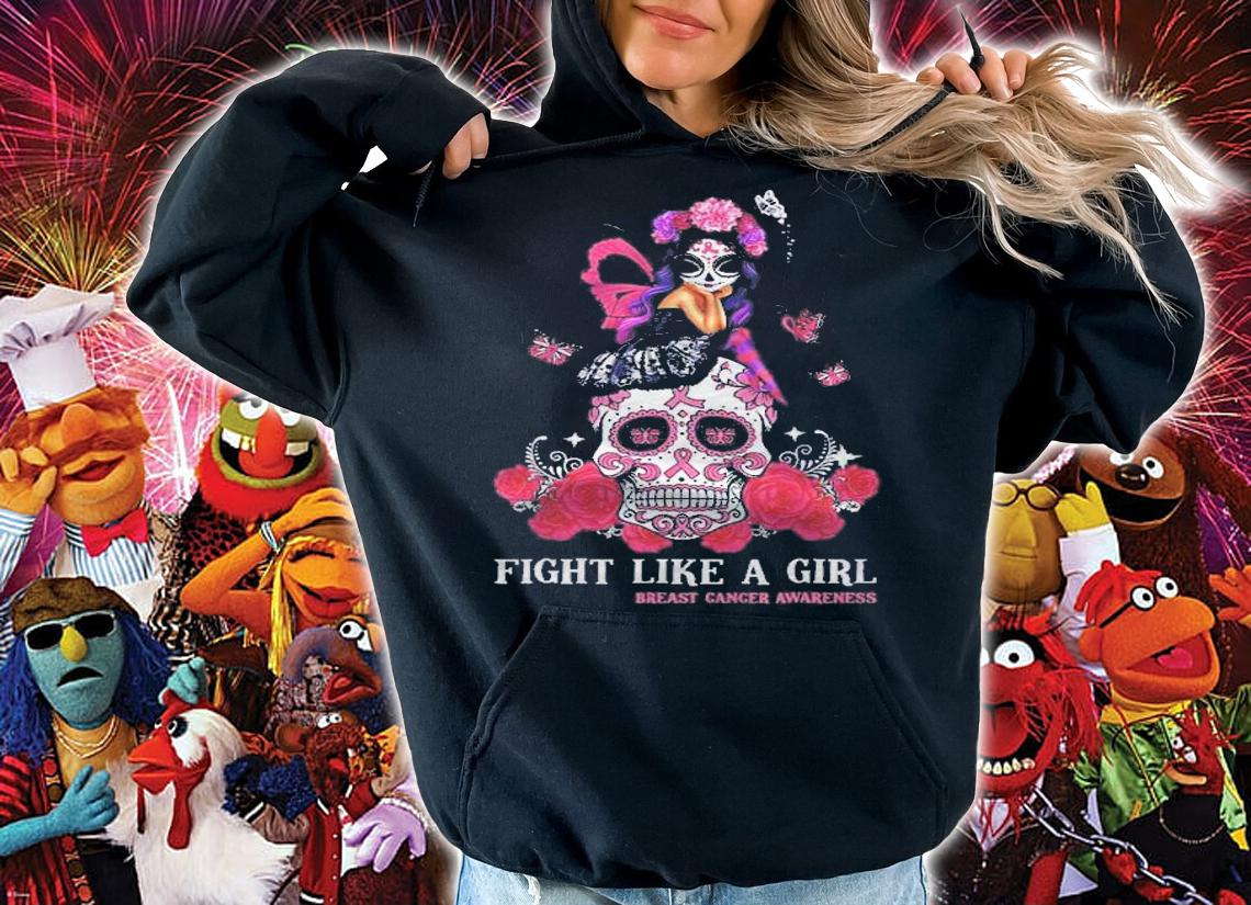 Sugar Skull Fight Breast Cancer Awareness Like A Girl t-shirt hoodie
