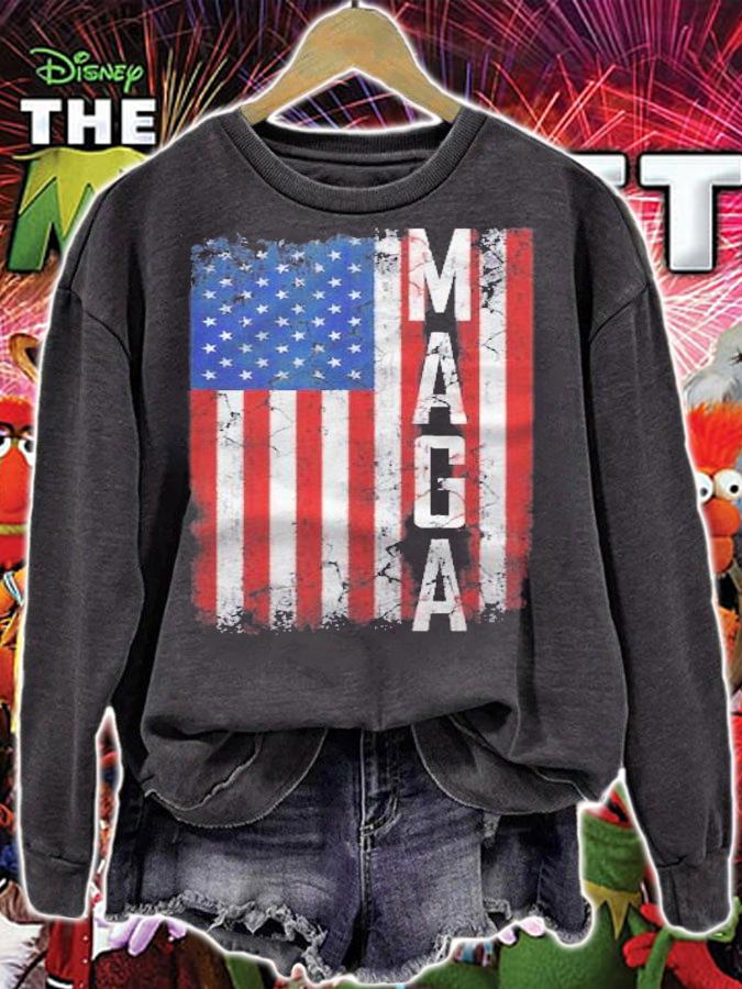 Vintage Grunge Maga American Flag Lover Funny Gift Shirt t-shirt sweatshirt