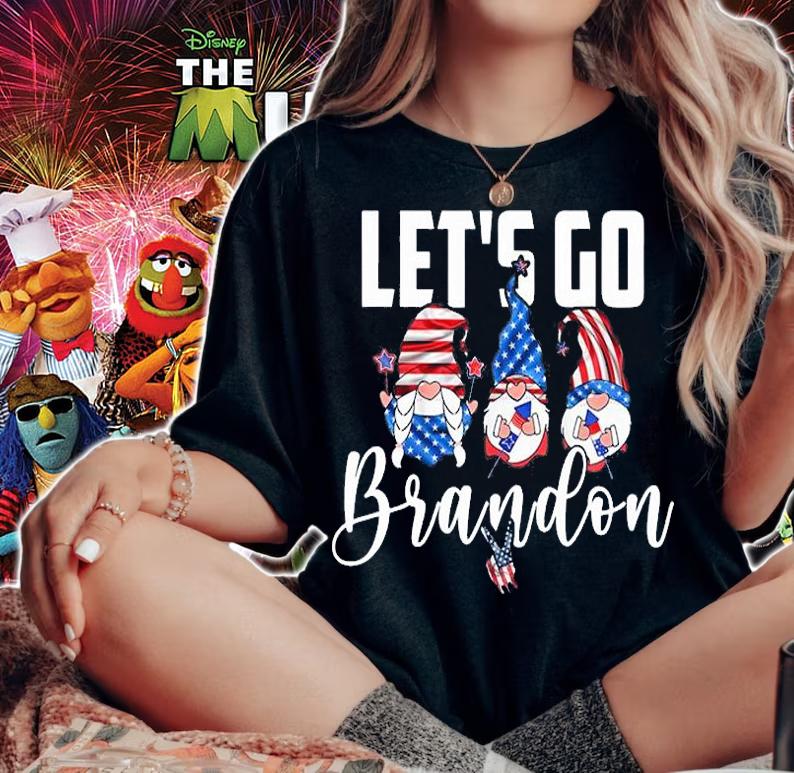 Gnomes US Flag Let's Go Brandon Happy Christmas T-Shirt t-shirt woman shirt