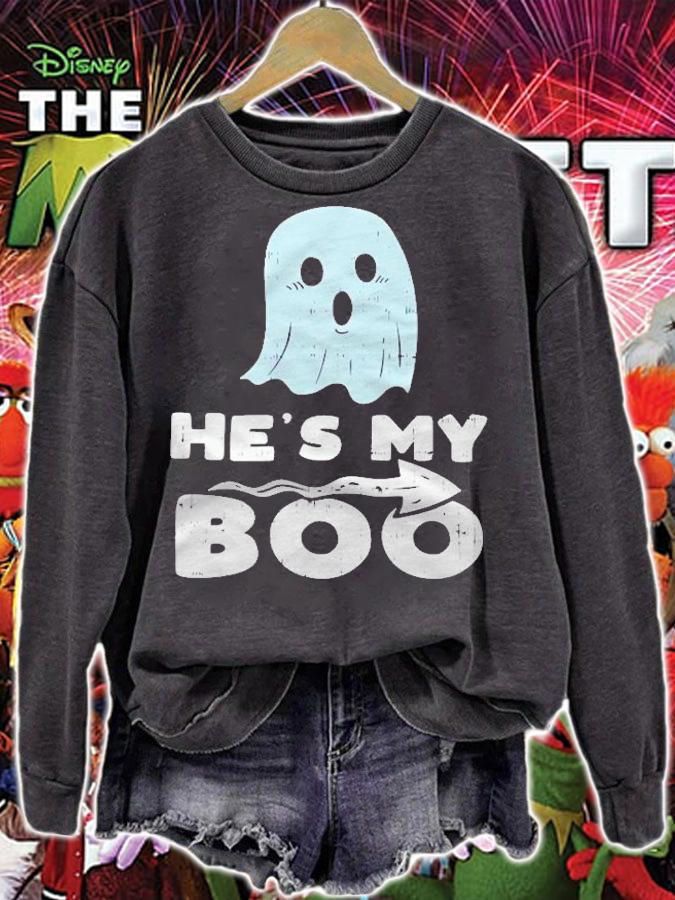 Womens Hes My Boo Cute Matching Couple Halloween Costume Girlfriend Shirt t-shirt sweatshirt