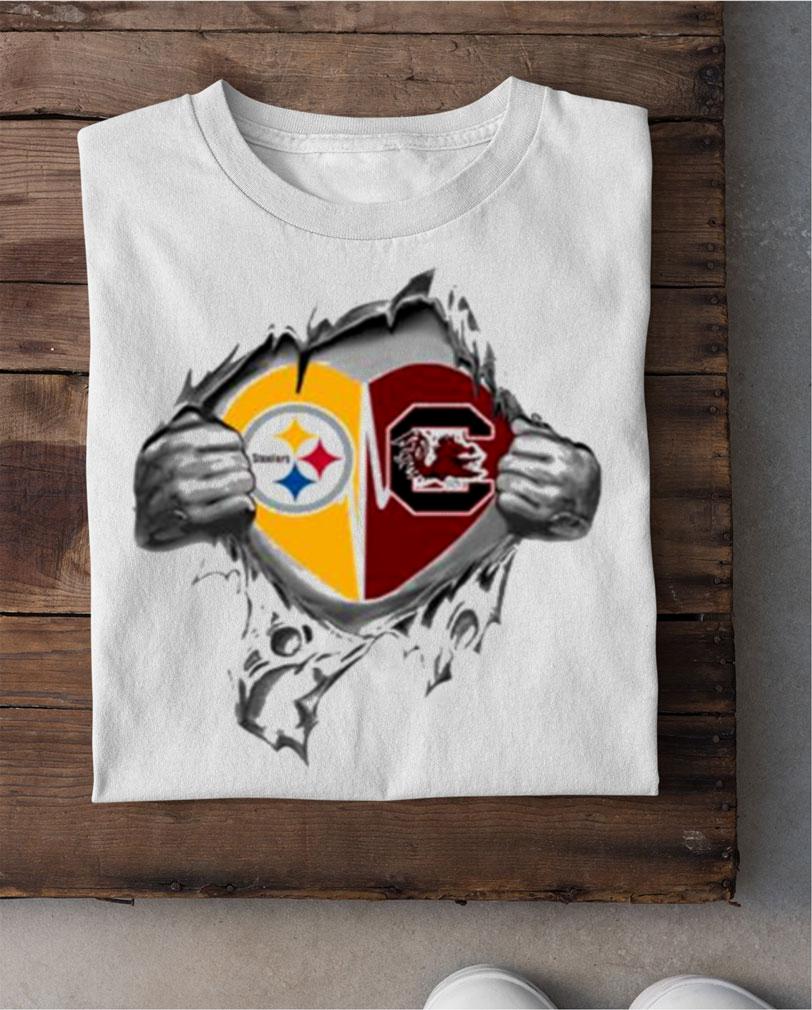 Blood Inside Me Pittsburgh Steelers And South Carolina Gamecocks t-shirt shirt