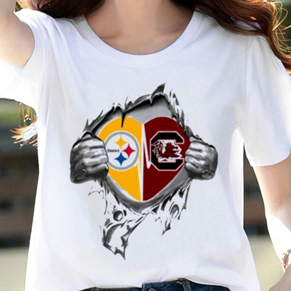 Blood Inside Me Pittsburgh Steelers And South Carolina Gamecocks t-shirt woman shirt