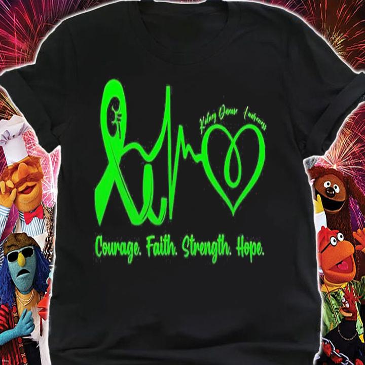 Courage Faith Strength Hope Kidney Disease Awareness T-Shirt