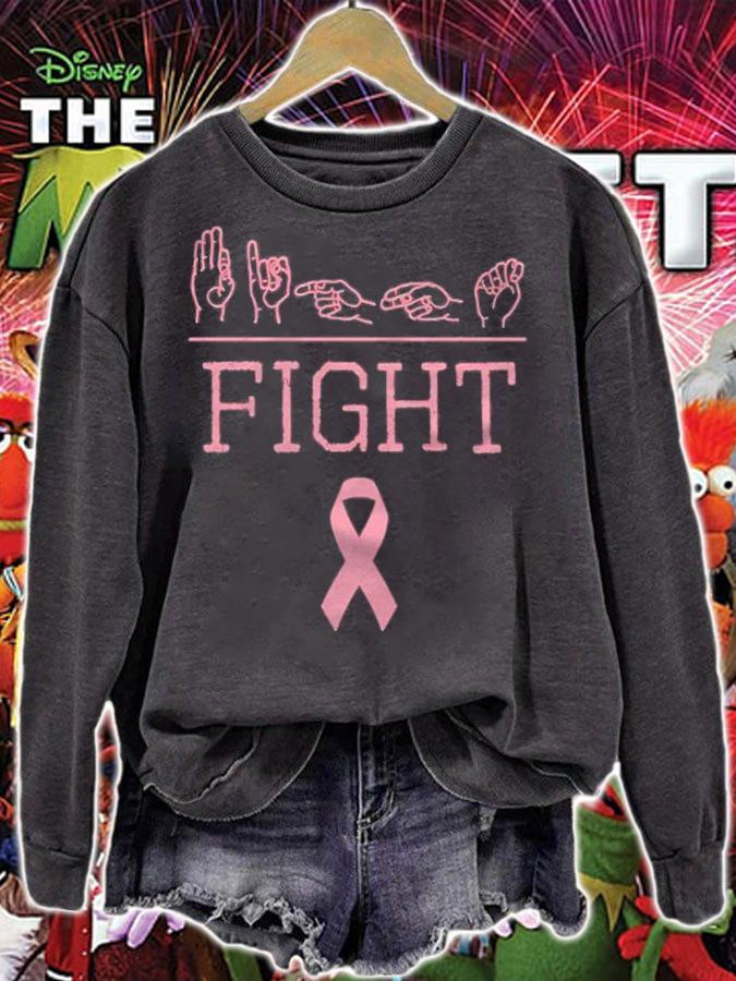 Deaf Pride Asl Fight Breast Cancer Awareness Ribbon Gift Shirt