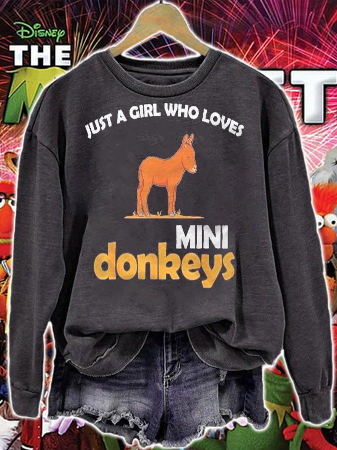 Just A Girl Miniature Pet Lover Mini Donkeys Shirt sweatshirt
