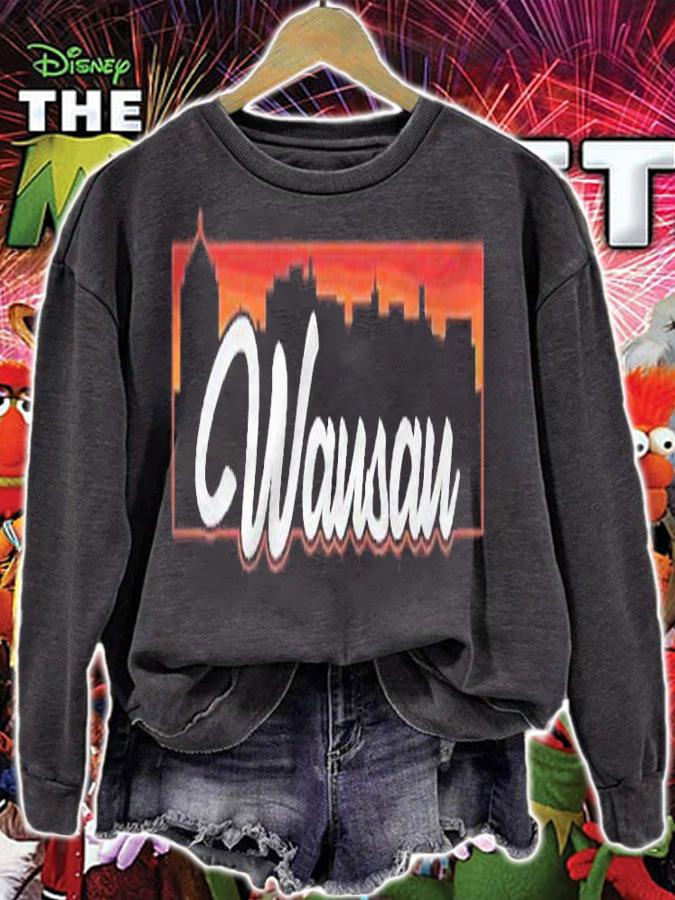 Vintage Style Retro Wausau Wisconsin Sunset Skyline Shirt sweatshirt