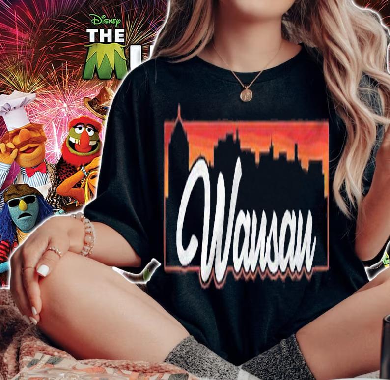Vintage Style Retro Wausau Wisconsin Sunset Skyline Shirt woman shirt