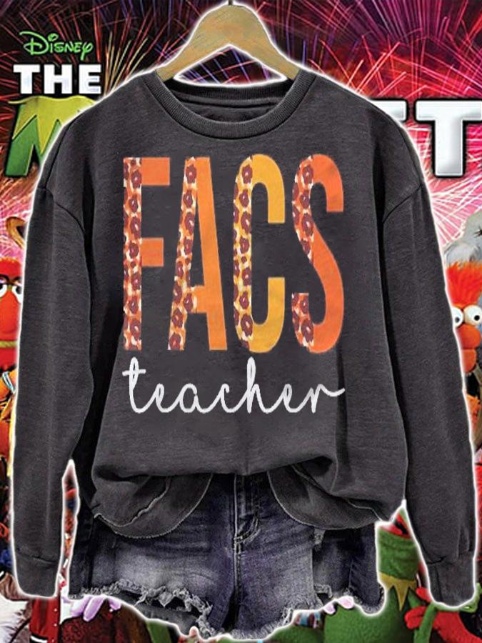 Facs Teacher Leopard Cute Fall Autumn Thanksgiving Shirt sweatshirt