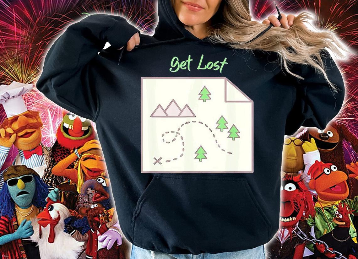 Get Lost Map Hiking Outdoors Adventure Nature Trekking Camp T-Shirt hoodie