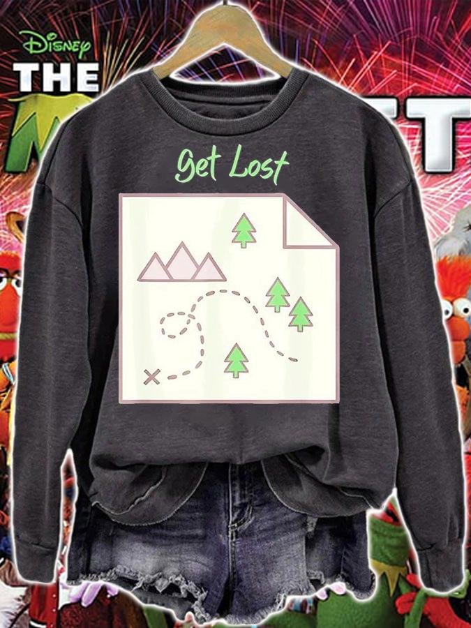 Get Lost Map Hiking Outdoors Adventure Nature Trekking Camp T-Shirt sweatshirt