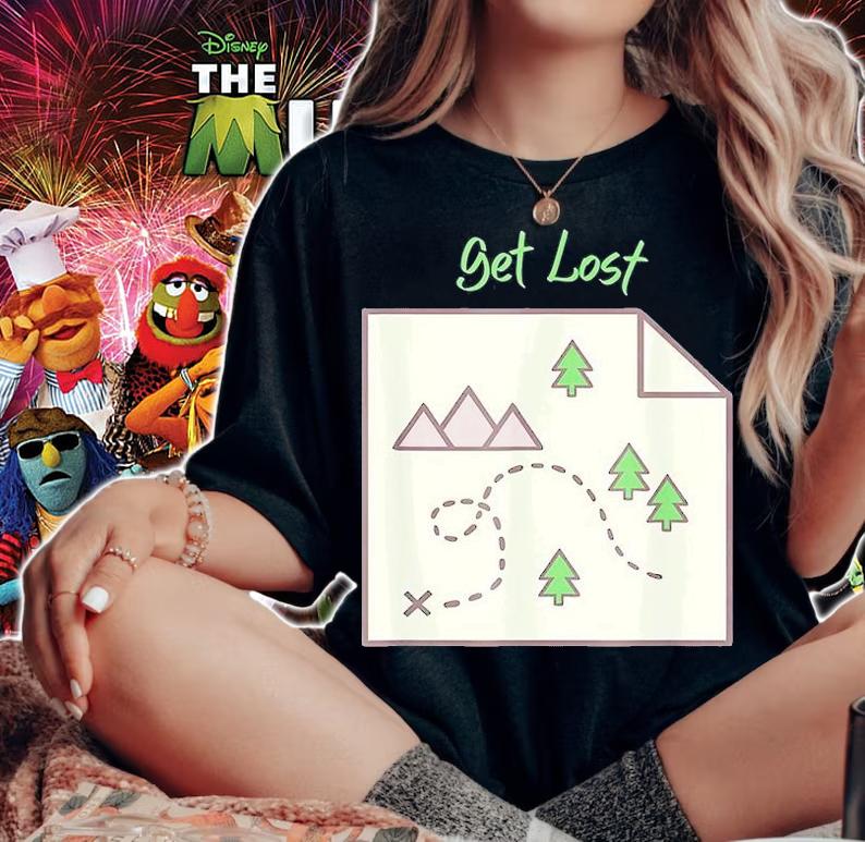 Get Lost Map Hiking Outdoors Adventure Nature Trekking Camp T-Shirt woman shirt