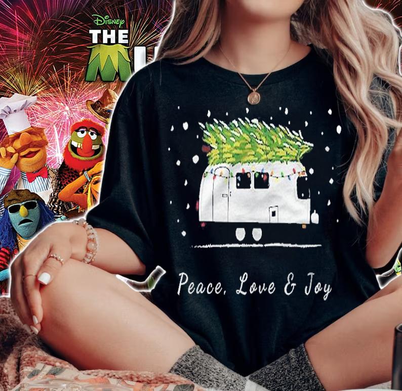 Peace Love & Joy Christmas Vintage Airstream Camper Streamin Shirt