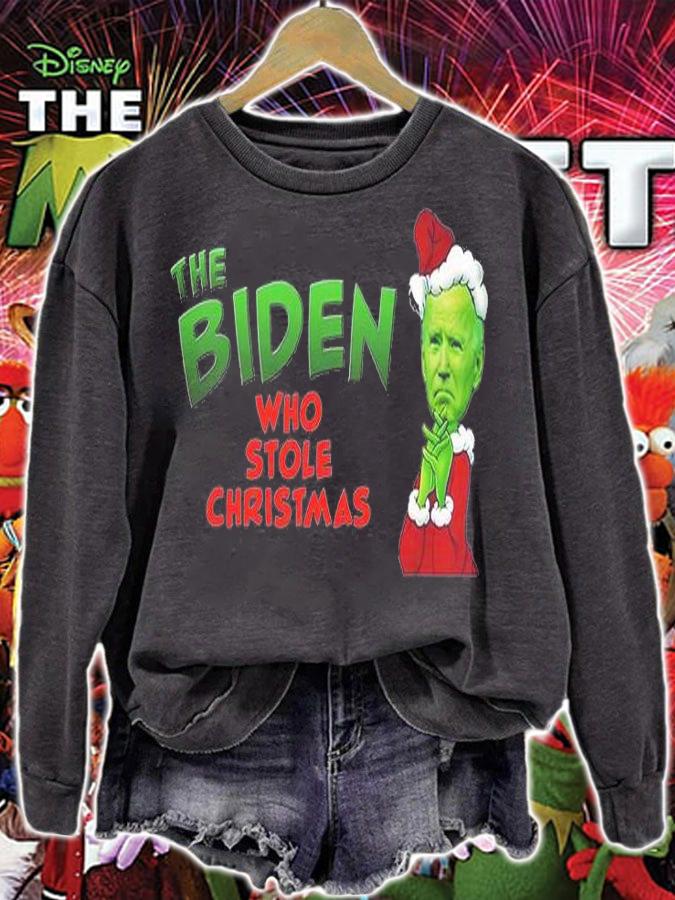 The Biden Who Stole Christmas 2021 Funny Joe Impeach Biden T-Shirt sweatshirt