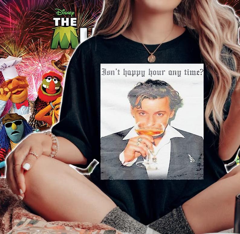 Johnny Isnt Happy Hour Anytime T-Shirt woman shirt