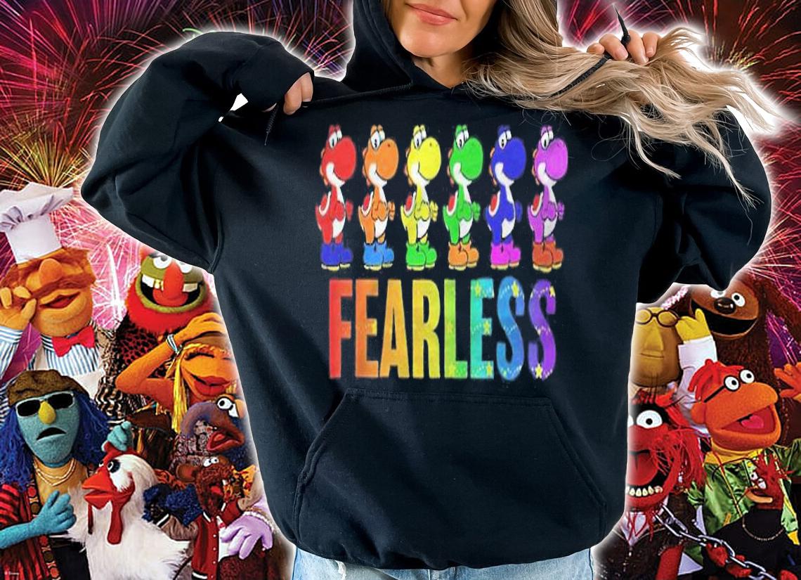 Super Mario Pride Yoshi Fearless Rainbow Line Up T-shirt hoodie