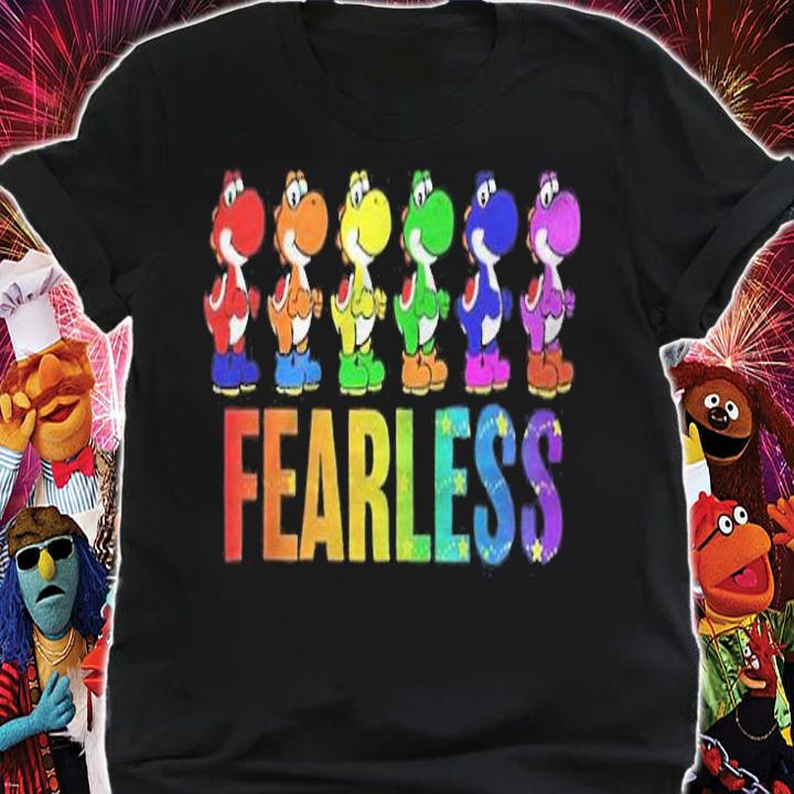 Super Mario Pride Yoshi Fearless Rainbow Line Up T-shirt shirt