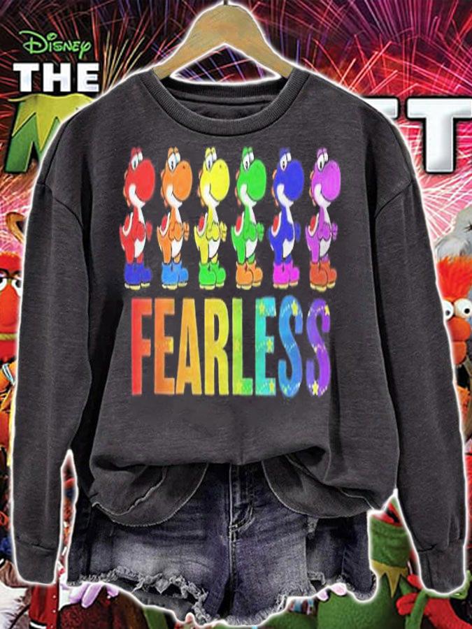 Super Mario Pride Yoshi Fearless Rainbow Line Up T-shirt sweatshirt