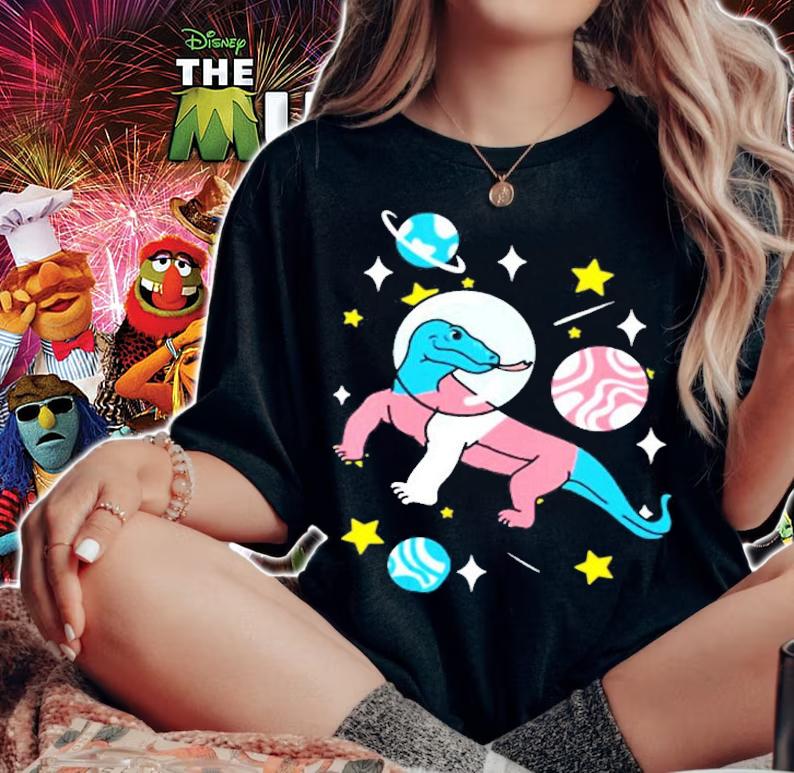 Womens Trans Pride Komodo Dragon In Space Transgender T-Shirt
