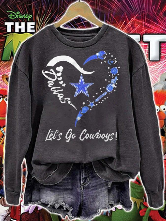 Dallas Cowboys logo heart let's go Cowboys T-shirt sweatshirt
