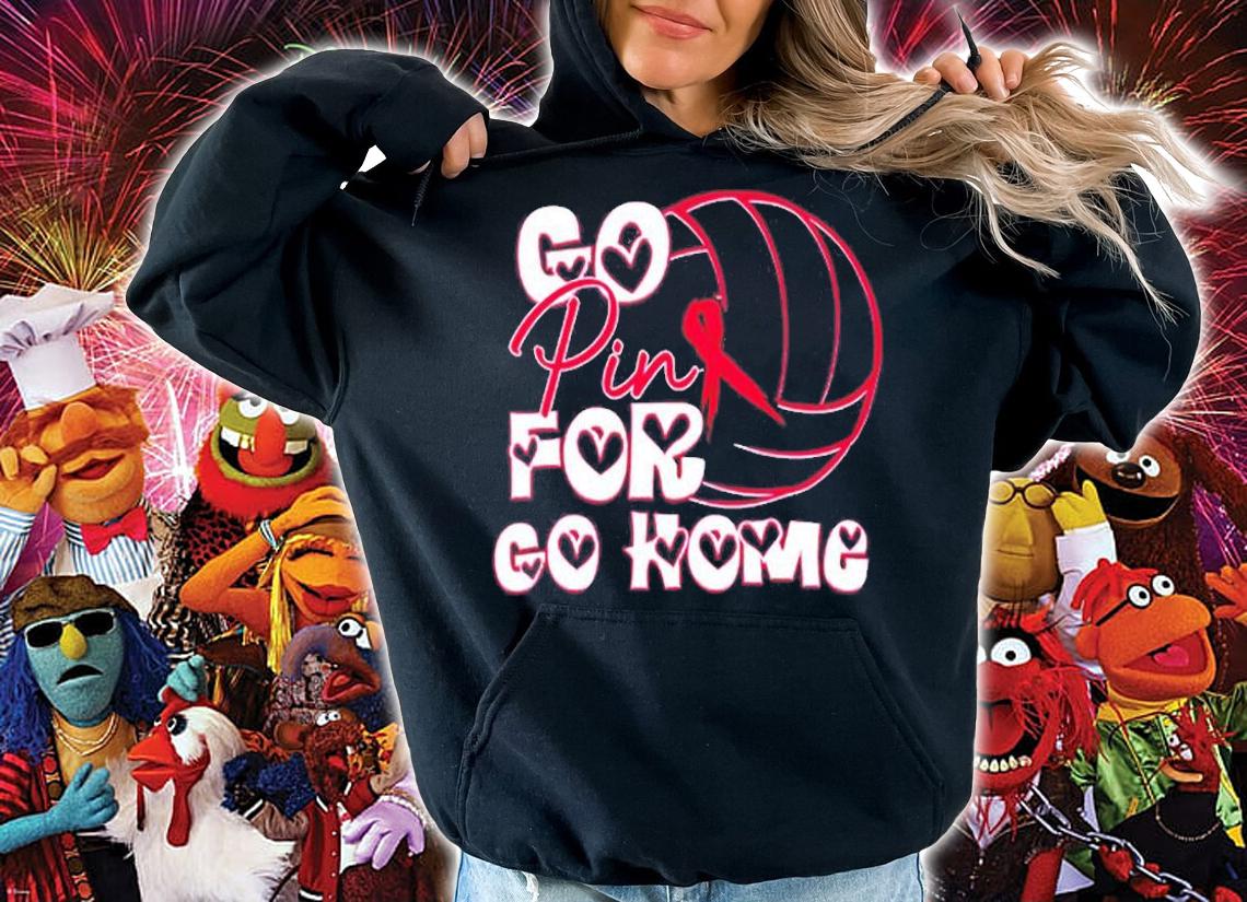 Go Pink Volleyball Pink Ribbon Breast Cancer Warrior Awareness T-Shirt
