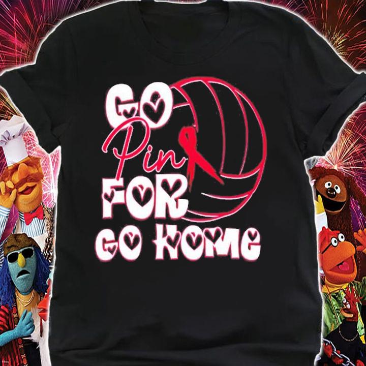 Go Pink Volleyball Pink Ribbon Breast Cancer Warrior Awareness T-Shirt