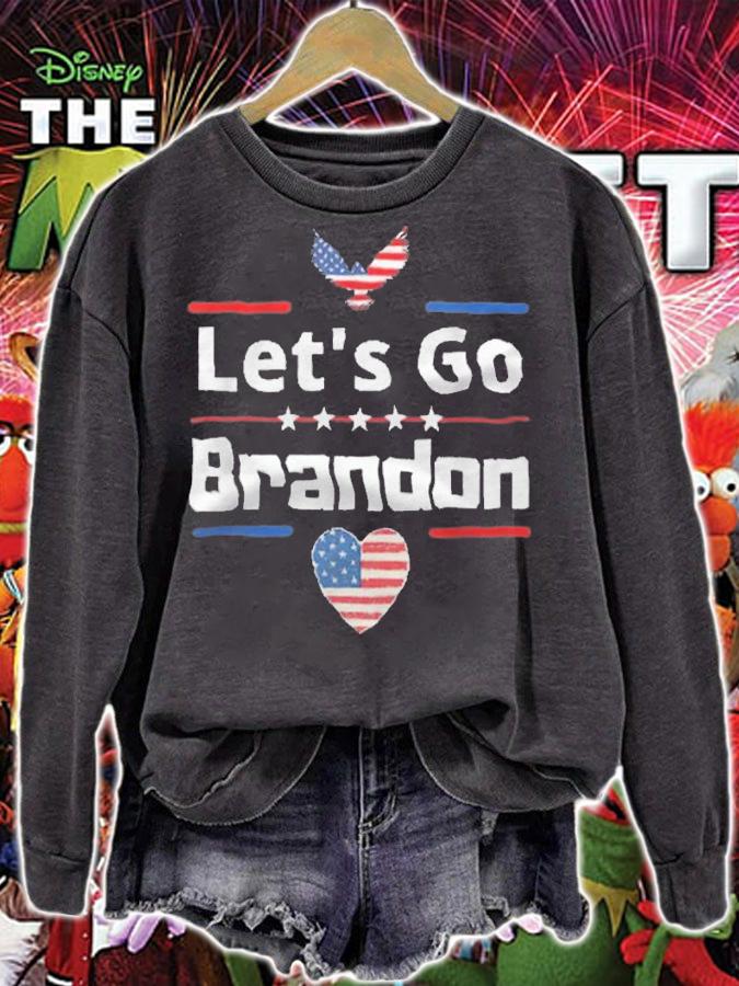 Let's Go Brandon Conservative Anti Liberal USA Flag Logo T-Shirt