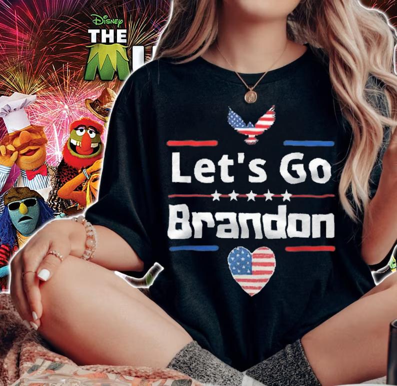 Let's Go Brandon Conservative Anti Liberal USA Flag Logo T-Shirt