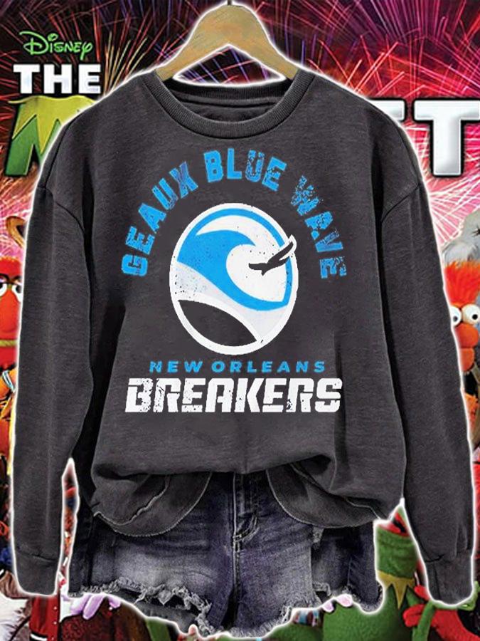 New Orleans Breakers Geaux Blue Wave T-Shirt sweatshirt