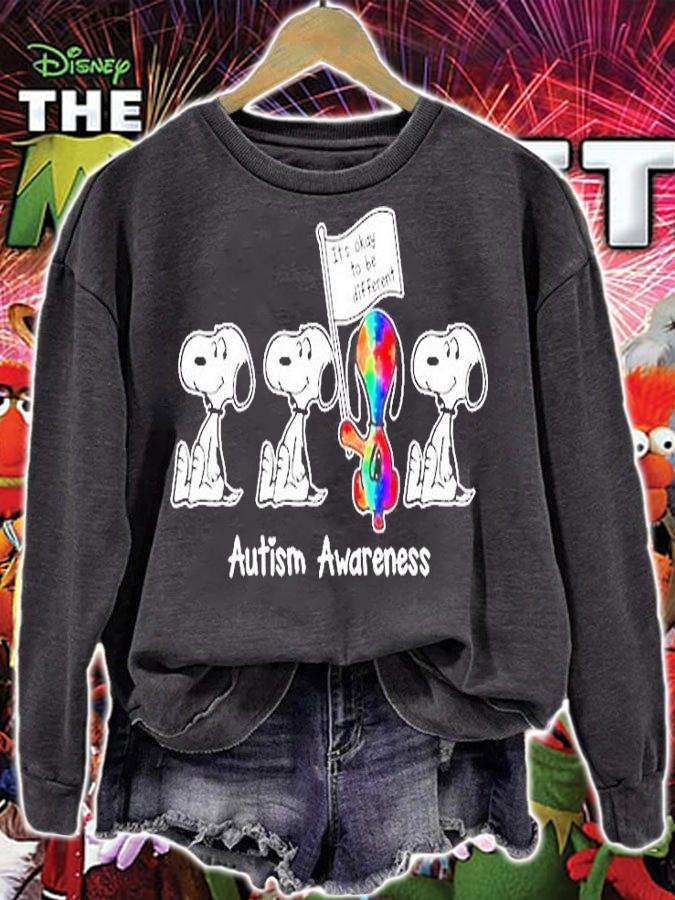 Snoopy Its Okay To Be Different Autism Awareness T-Shirt sweatshirt