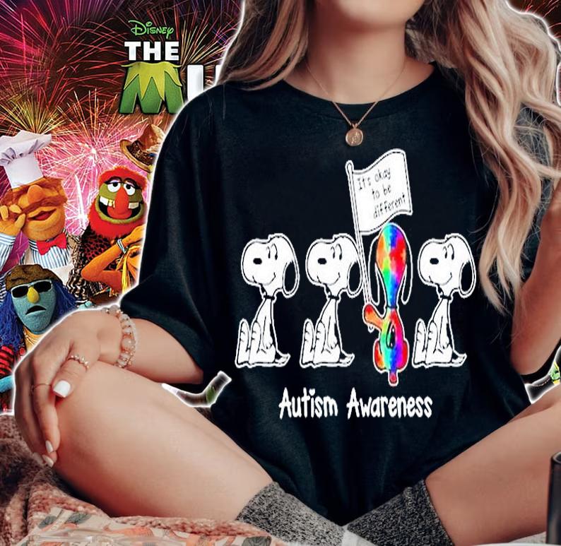 Snoopy Its Okay To Be Different Autism Awareness T-Shirt woman shirt