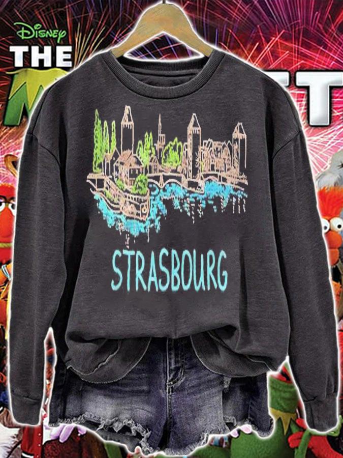 Strasbourg France Unique Hand Drawn Art Gift Men Women T-shirt