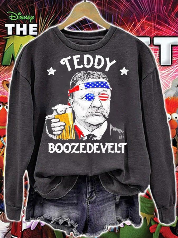 Teddy Boozedevelt Theodore Roosevelt 4th Of July Drinking Beer t-shirt