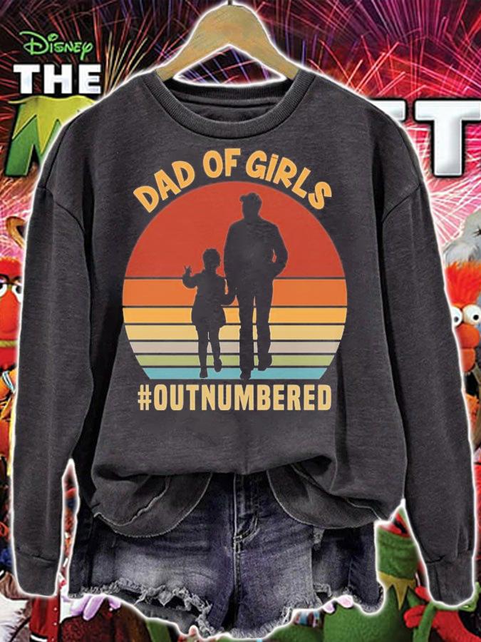 Vintage Dad Of Girls Outnumbered Father Day T-Shirt