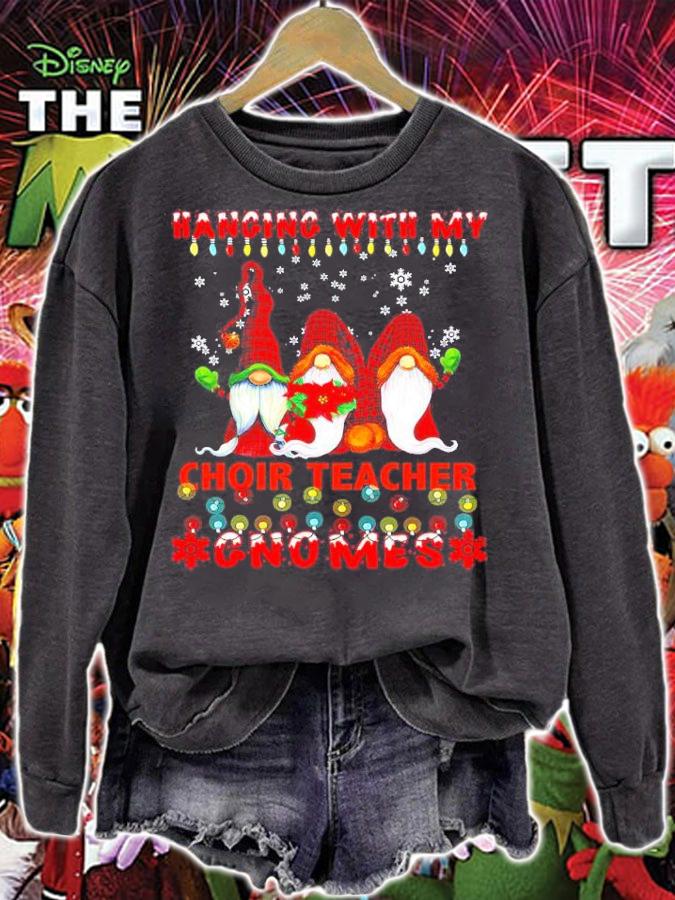 Hanging With My Choir Teacher Gnomes Ugly Xmas Matching Shirt