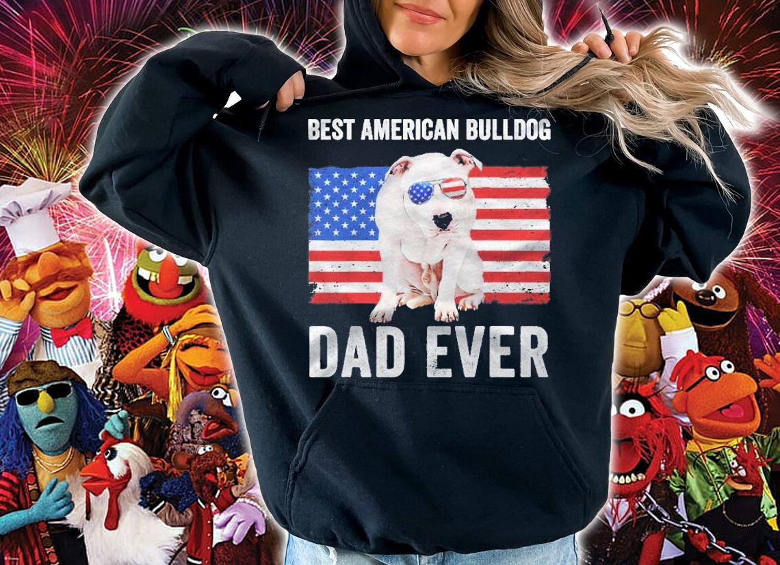 Mens American Bulldog Dad American Flag Dog Lover Owner Funny Shirt