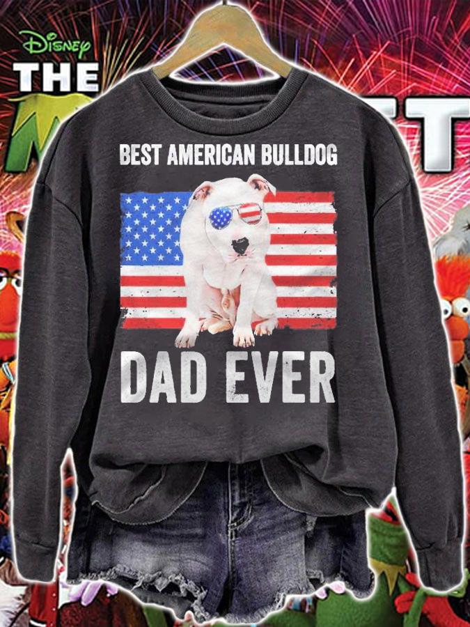 Mens American Bulldog Dad American Flag Dog Lover Owner Funny Shirt