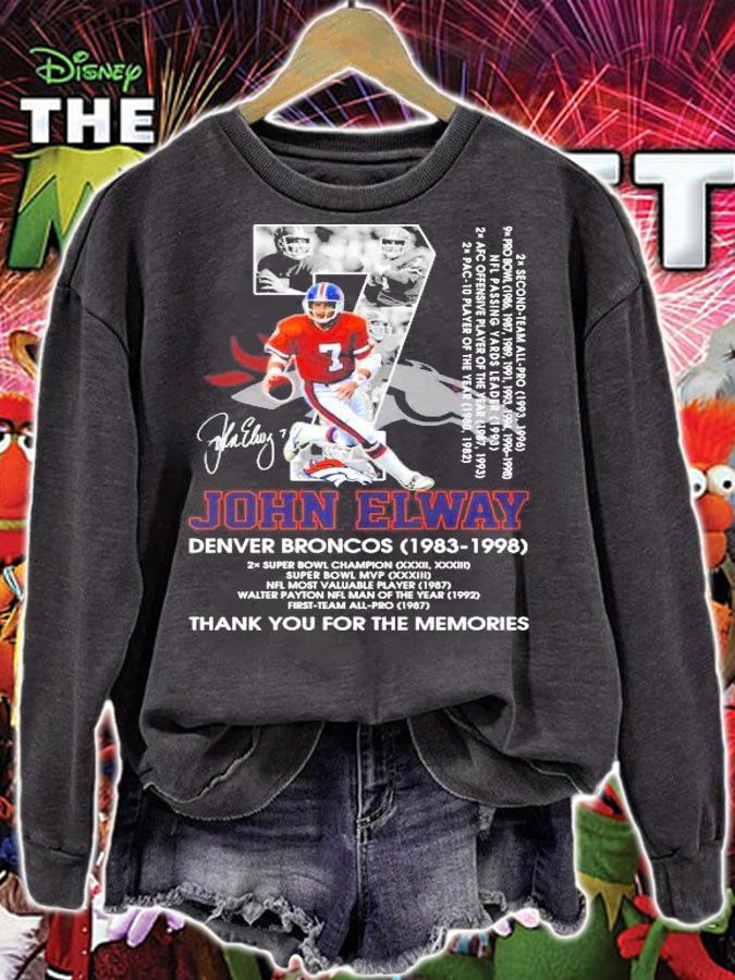 07 John Elway Denver Broncos 1983 1998 thank you foe the memories t-shirt sweatshirt