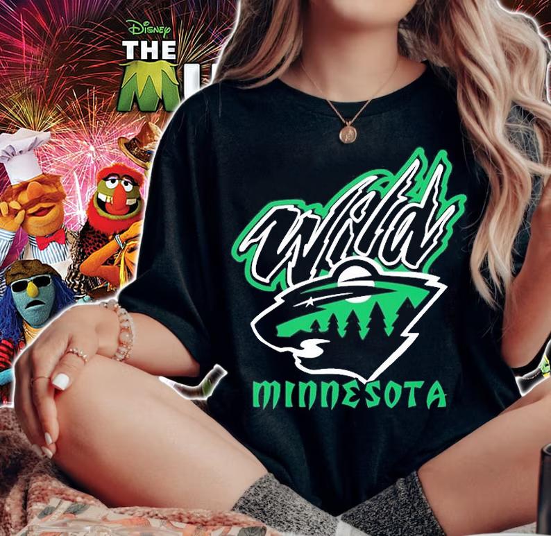 Minnesota Wild Blackout Retro Logo T-Shirt