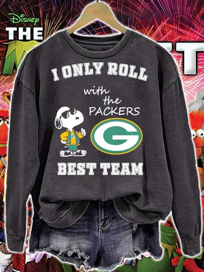 Snoopy I Only Roll With The Green Bay Packers Best Team Shirt sweatshirt