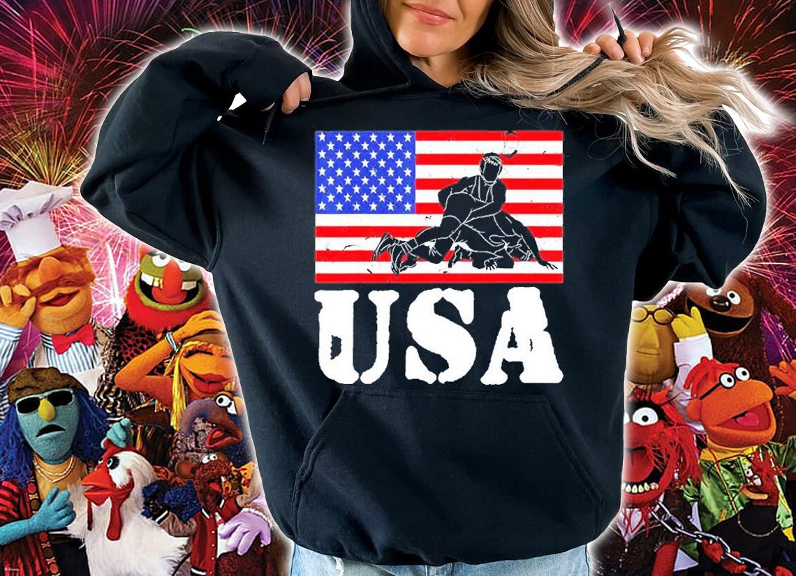 USA American Flag Wrestling T-Shirt hoodie