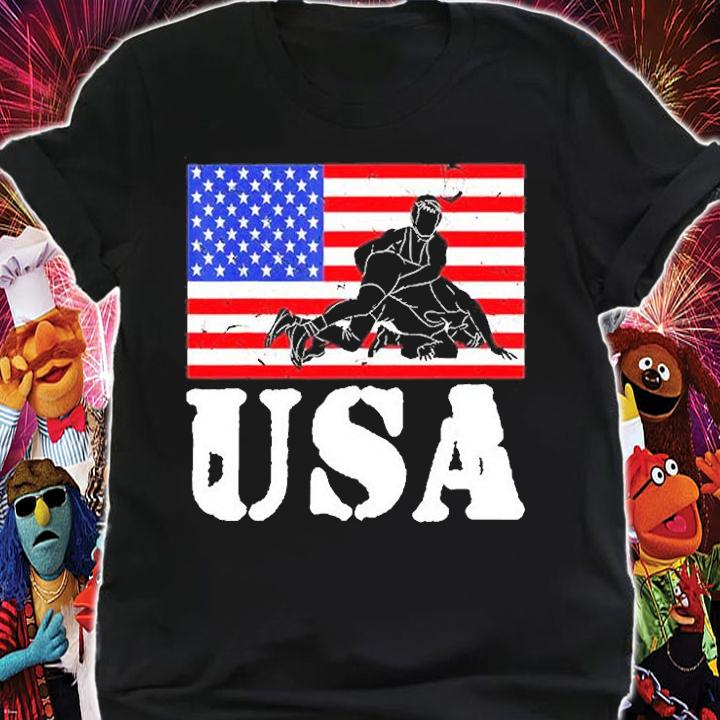 USA American Flag Wrestling T-Shirt shirt