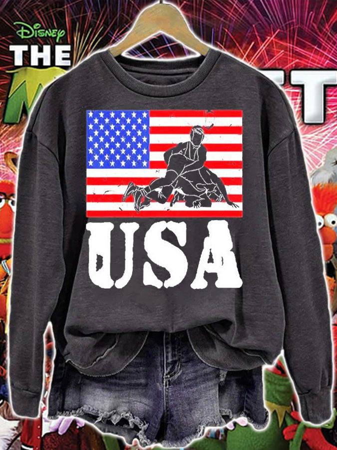 USA American Flag Wrestling T-Shirt sweatshirt
